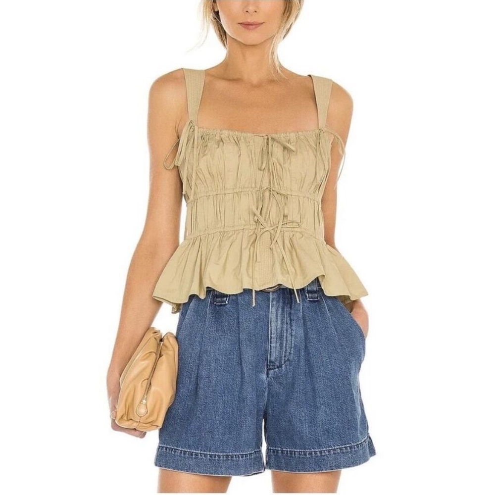 Ulla Johnson Tan Ruffle Top